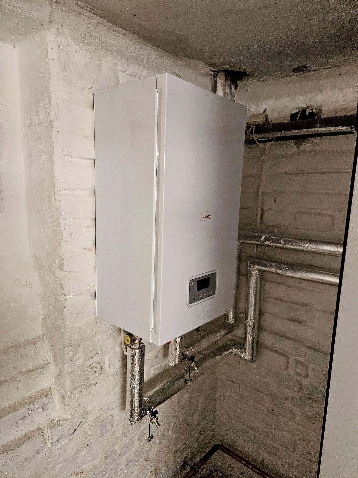 Záložní elektrokotel Protherm Ray na stěně kotelny